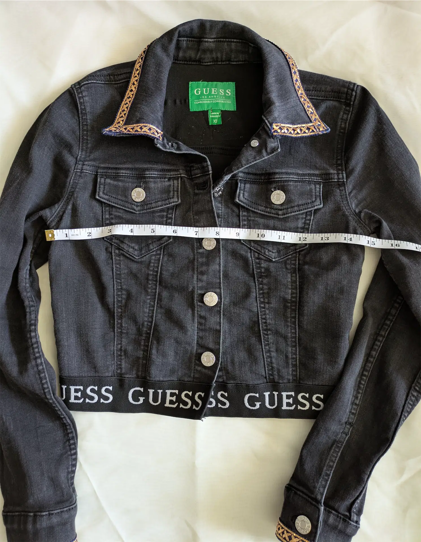 Black Upcycled Jean Jacket: Festival Outfit, Hippie Clothes, One of a Kind (Size XS)