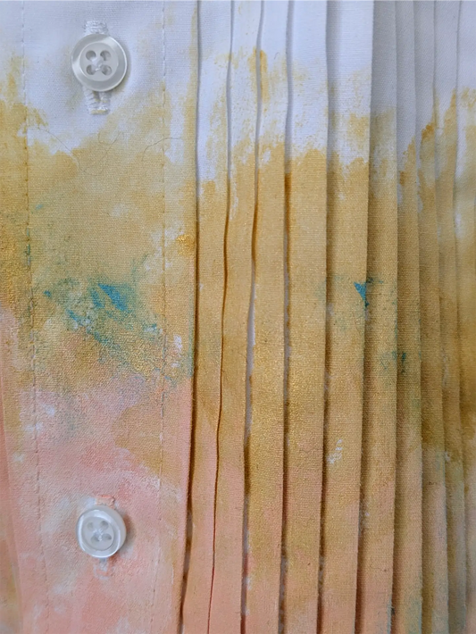 Upcycled Tuxedo Shirt Turned Women’s Shirtdress – Hand-Painted Abstract Art, Bold & One-of-a-Kind Statement Piece (Size S/M)