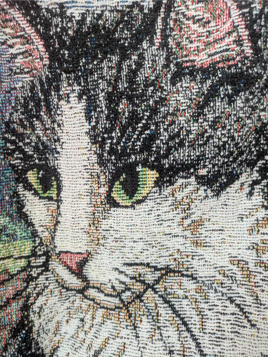 Handmade Cat-Themed Tapestry Tote - Cat Mom Gift, One of a Kind