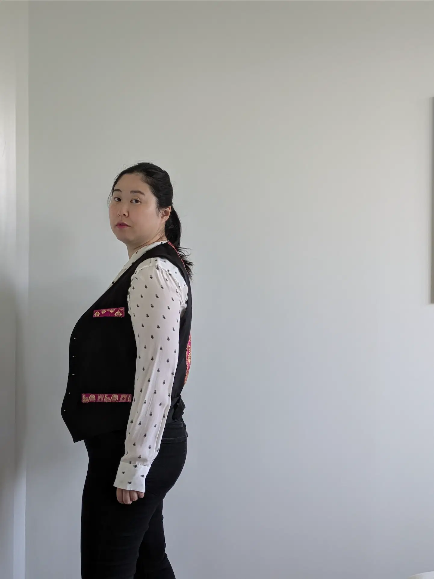 Black Embellished Vest Waistcoat - Festival Outfit, One of a Kind (Size XS/S)