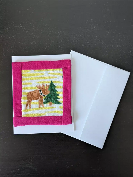 Upcycled Appliqué Blank Card - Framed Christmas Scene