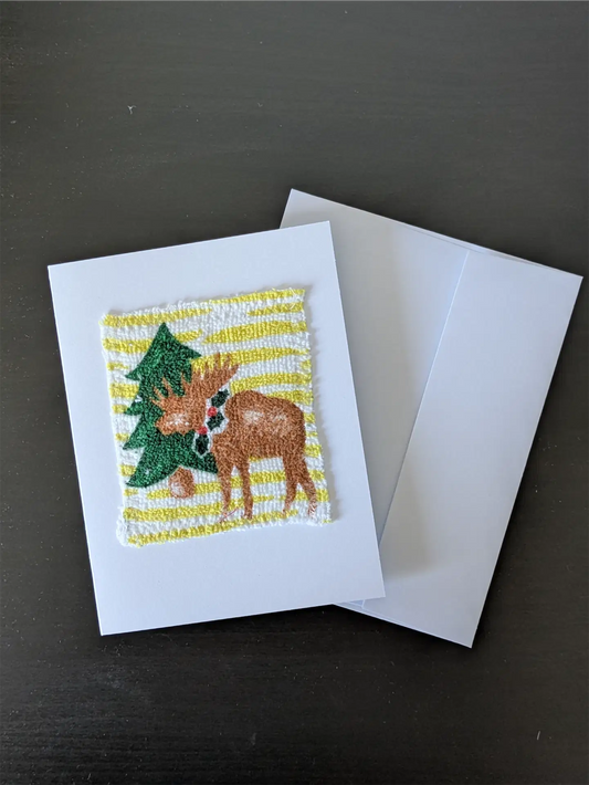 Upcycled Appliqué Blank Card - Unframed Christmas Scene
