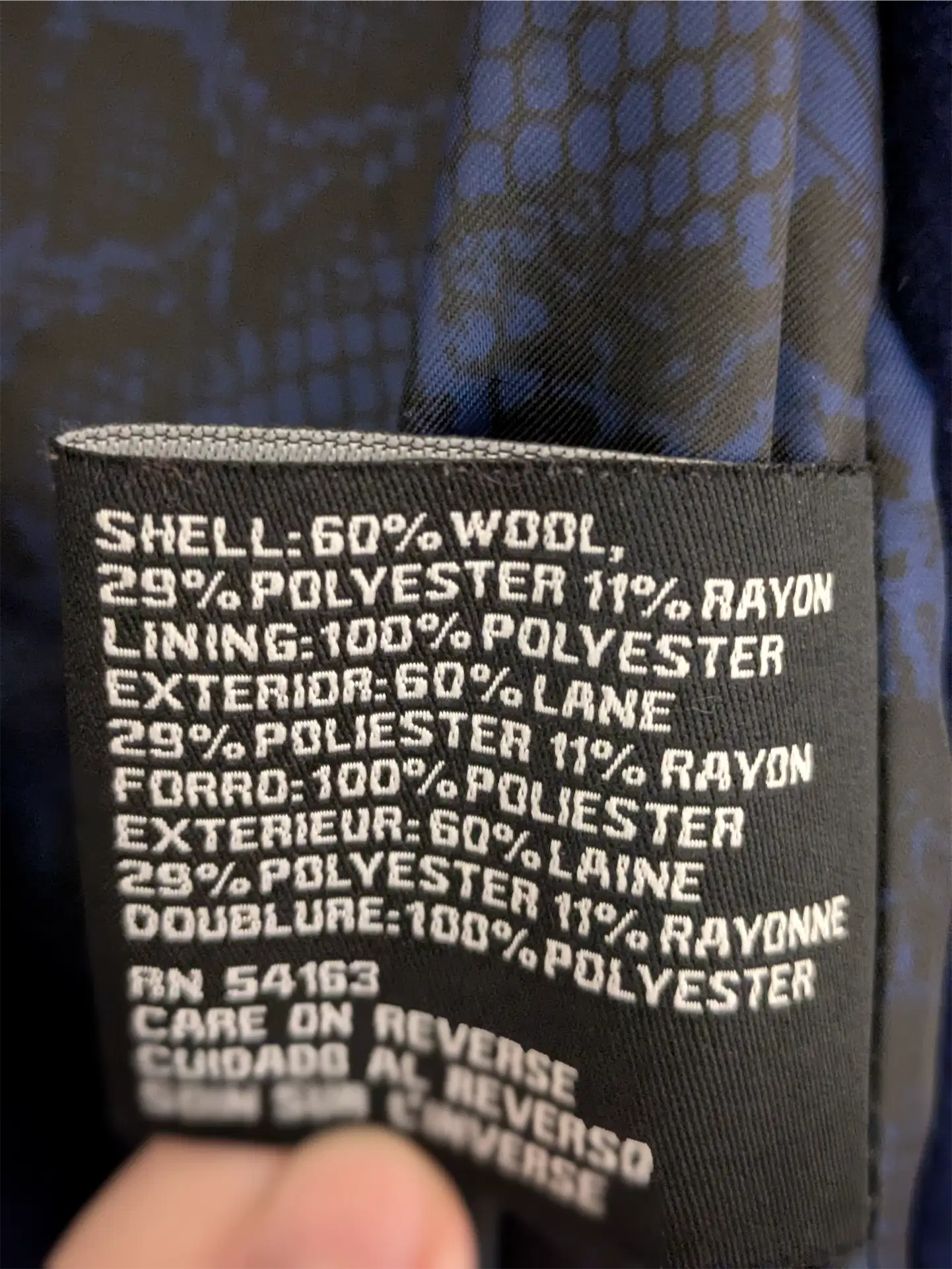 Guess Wool Blend Shawl Collar Coat - Blue (Size M)