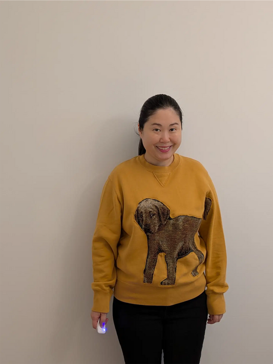 Mustard Yellow Upcycled Sweatshirt - Puppies (Size M)