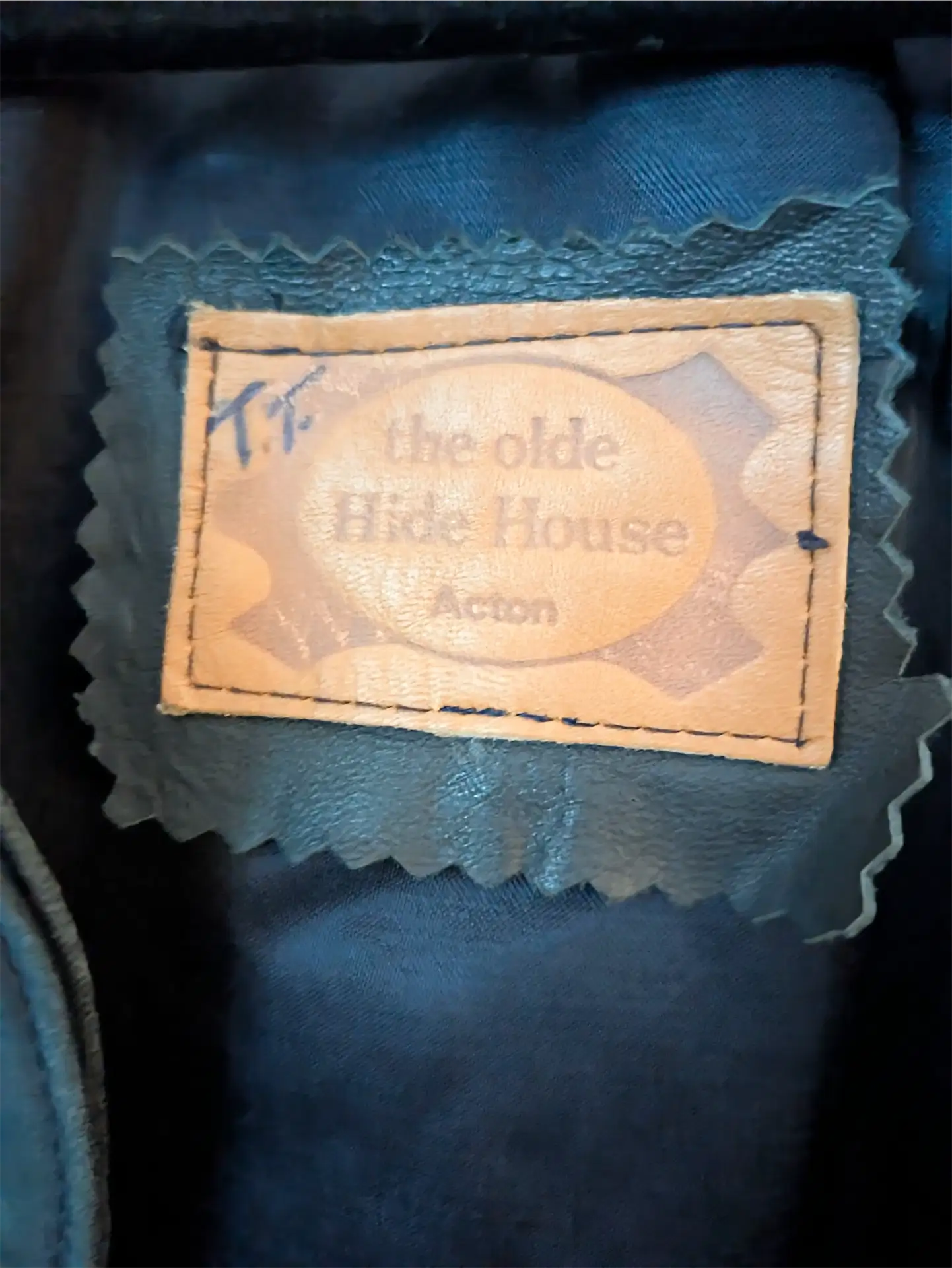 Grey-Navy Vintage Leather Bomber Jacket - The Olde Hide House (Size S)