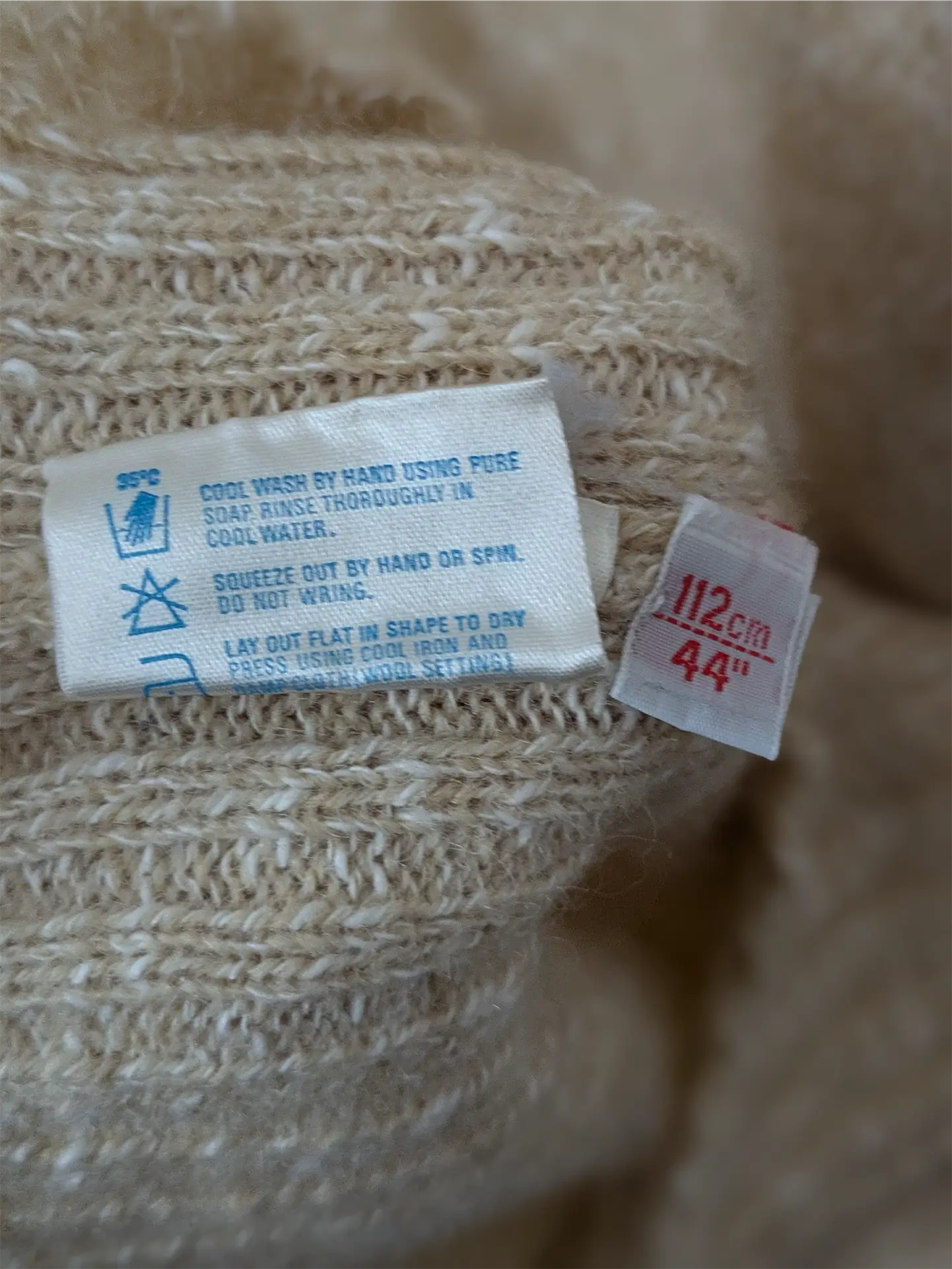 Beige Vintage Wool and Cotton Blend Sweater (Women's Size S)