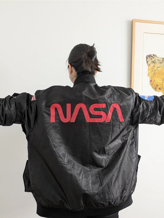 Bleecker & Mercer Black NASA-Licensed Bomber Jacket - Size 2XL