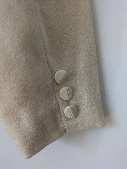 White Vintage Bridal Cropped Wool Blazer: 80s Tailored Style (Size XS)