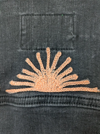 Black Upcycled Jean Jacket: Festival Outfit, Hippie Clothes, One of a Kind (Size XS)