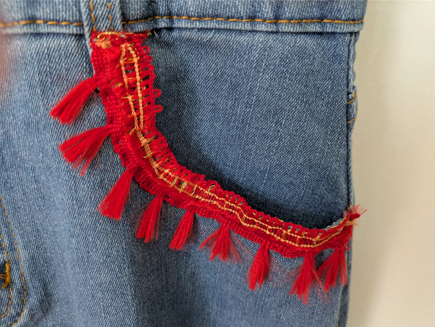 Upcycled Blue Denim Dress: Boho Dress Reworked with Sari Trim, One of a Kind (Size XS)