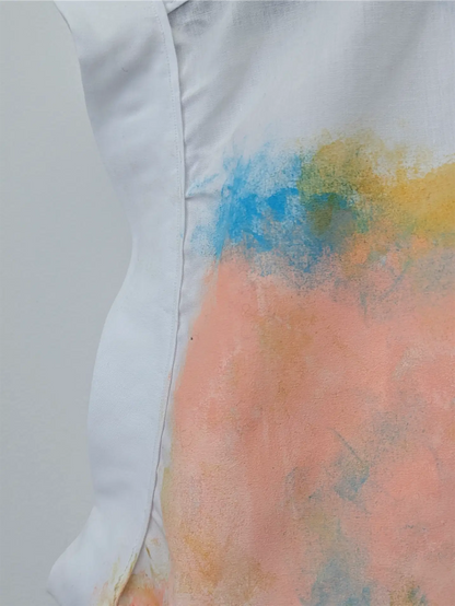 Upcycled Tuxedo Shirt Turned Women’s Shirtdress – Hand-Painted Abstract Art, Bold & One-of-a-Kind Statement Piece (Size S/M)