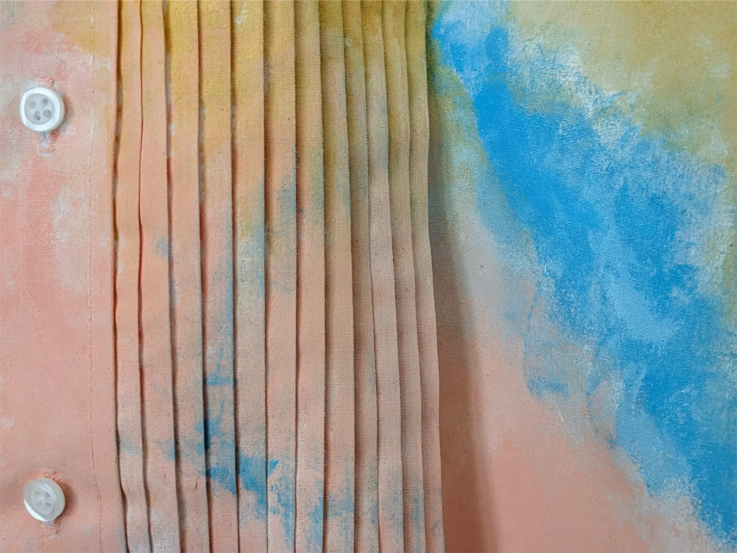 Upcycled Tuxedo Shirt Turned Women’s Shirtdress – Hand-Painted Abstract Art, Bold & One-of-a-Kind Statement Piece (Size S/M)