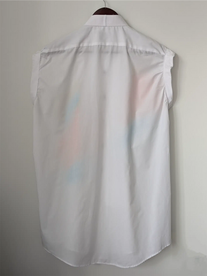 Upcycled Tuxedo Shirt Turned Women’s Shirtdress – Hand-Painted Abstract Art, Bold & One-of-a-Kind Statement Piece (Size S/M)