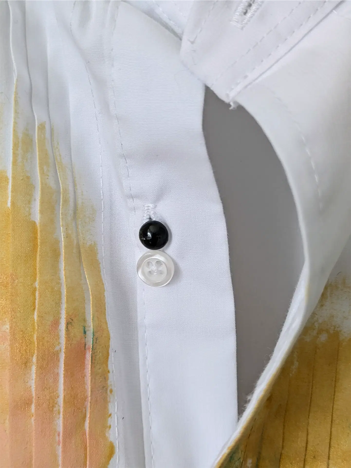 Upcycled Tuxedo Shirt Turned Women’s Shirtdress – Hand-Painted Abstract Art, Bold & One-of-a-Kind Statement Piece (Size S/M)