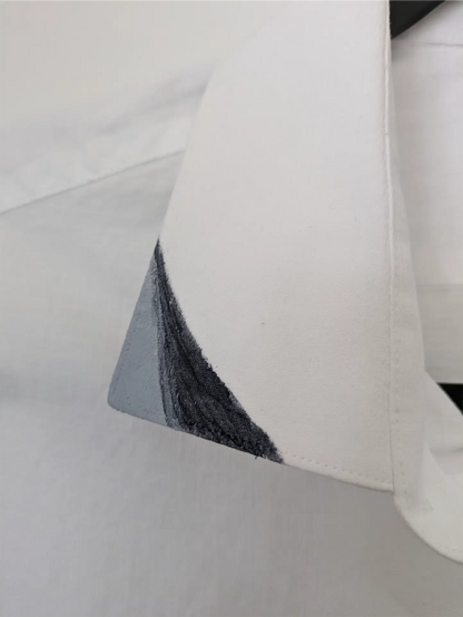 Moody Hand-Painted Abstract Art Shirt Dress: Upcycled Cotton Blouse (Size S/M)