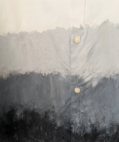 Moody Hand-Painted Abstract Art Shirt Dress: Upcycled Cotton Blouse (Size S/M)