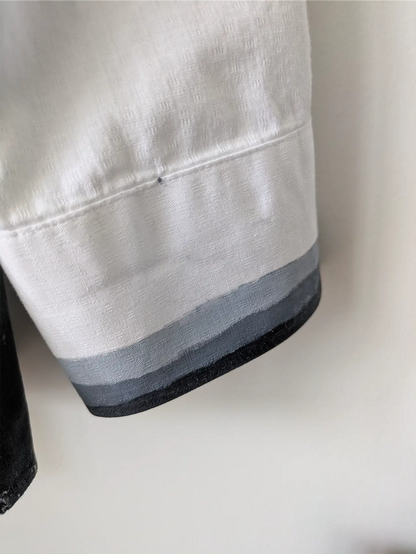 Moody Hand-Painted Abstract Art Shirt Dress: Upcycled Cotton Blouse (Size S/M)