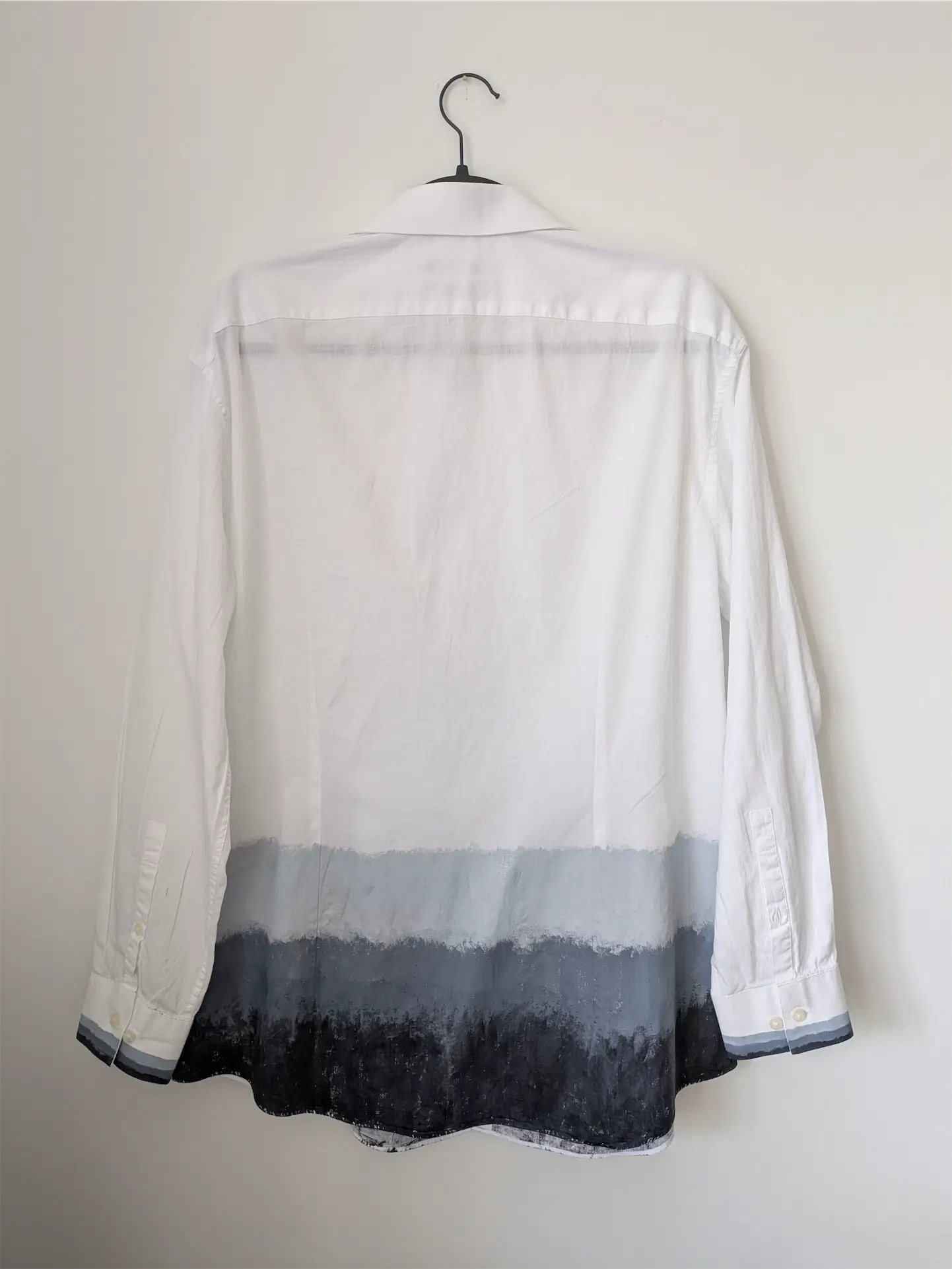 Moody Hand-Painted Abstract Art Shirt Dress: Upcycled Cotton Blouse (Size S/M)