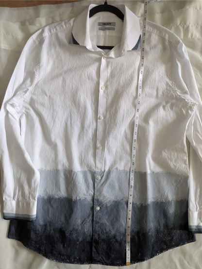 Moody Hand-Painted Abstract Art Shirt Dress: Upcycled Cotton Blouse (Size S/M)