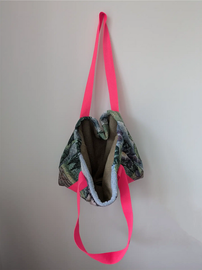 Handmade Cat-Themed Tapestry Tote - Cat Mom Gift, One of a Kind