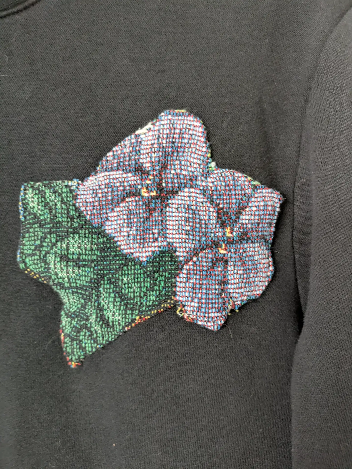 Black Upcycled Unisex Sweatshirt: Cottage Core, Plant Lover Gift, One of a Kind (Size S)
