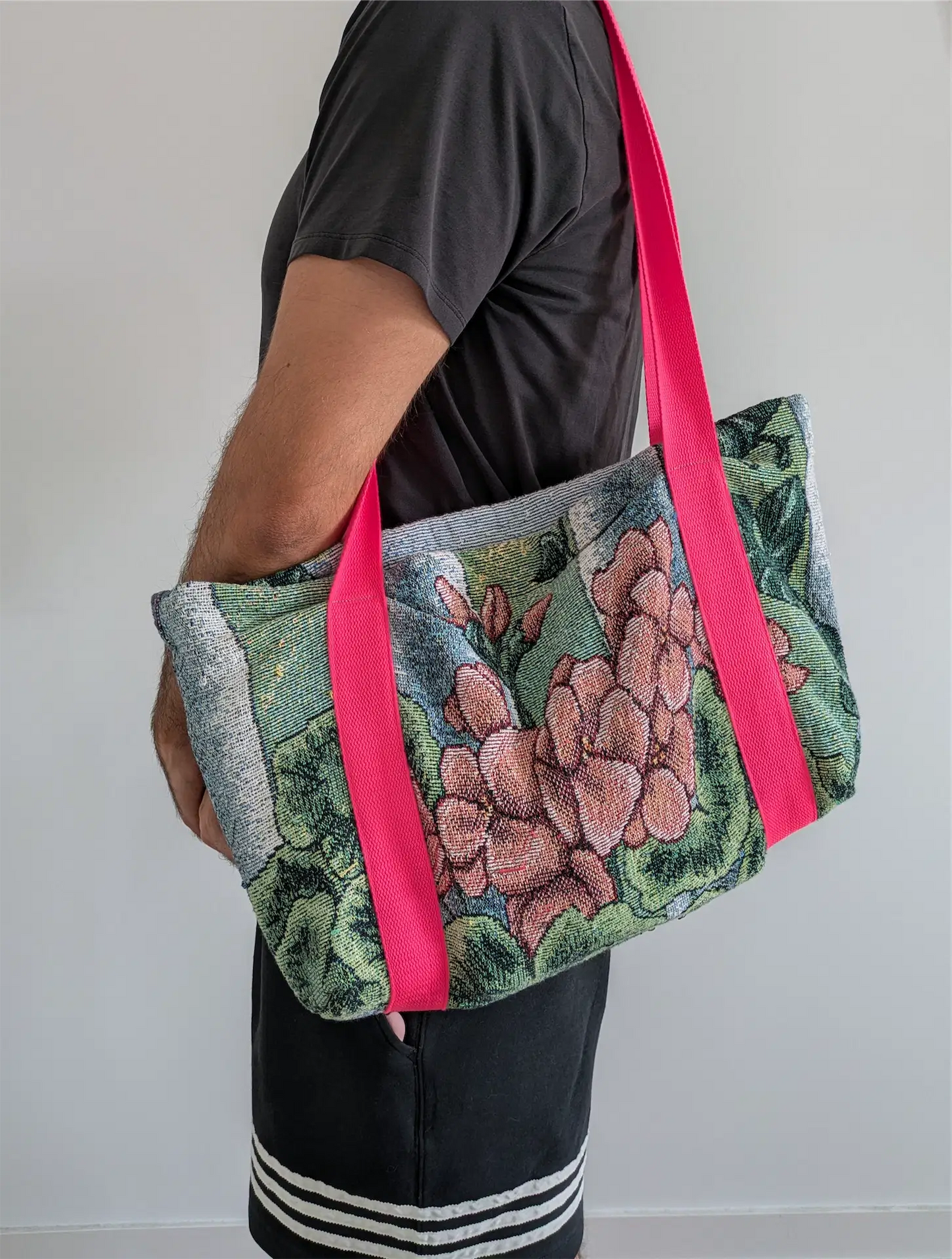 Handmade Cat-Themed Tapestry Tote - Cat Mom Gift, One of a Kind