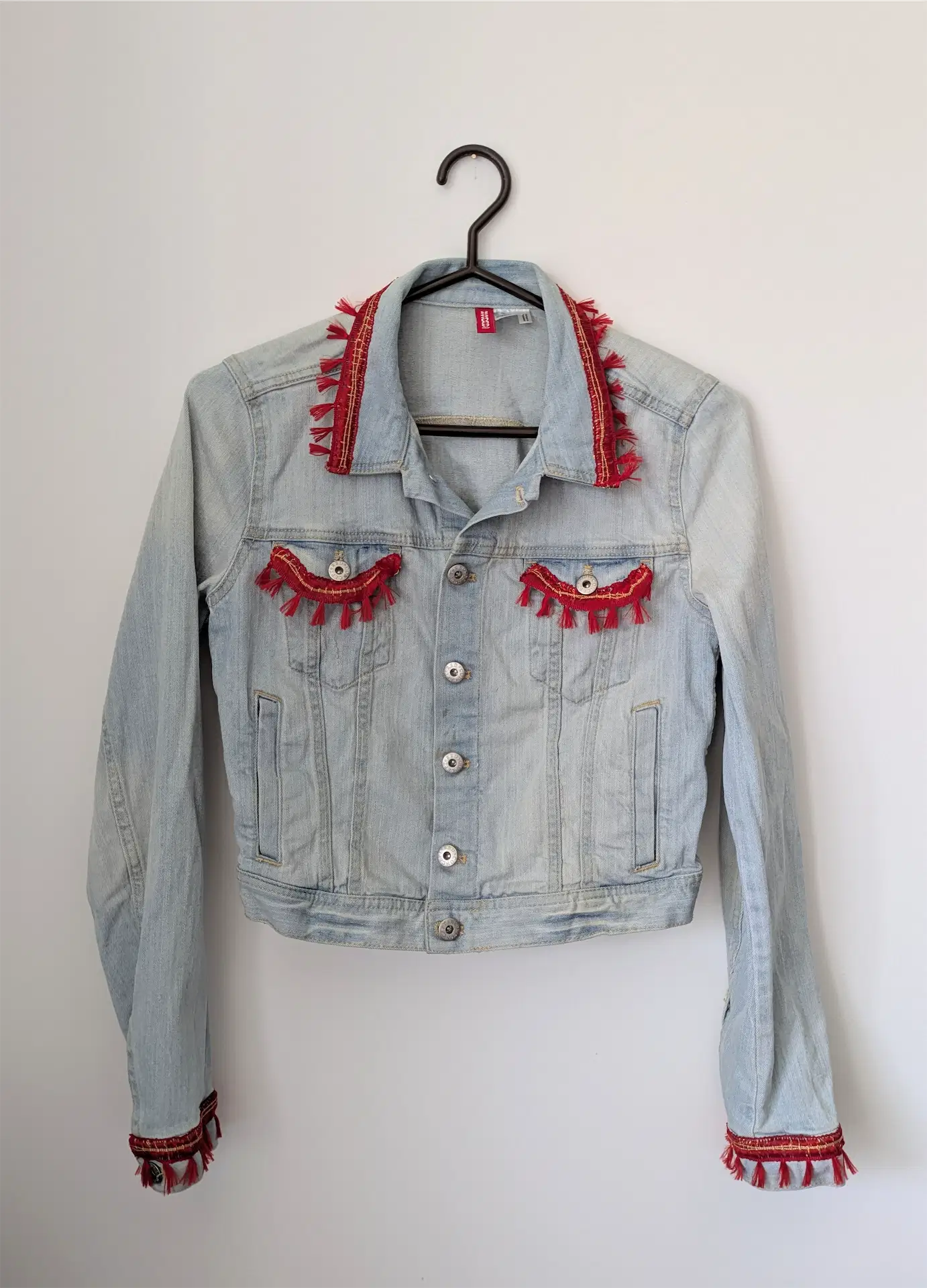 Reworked Vintage Denim Jean Jacket: Rave Outfit, Hippie Style, One of a Kind (Size S)