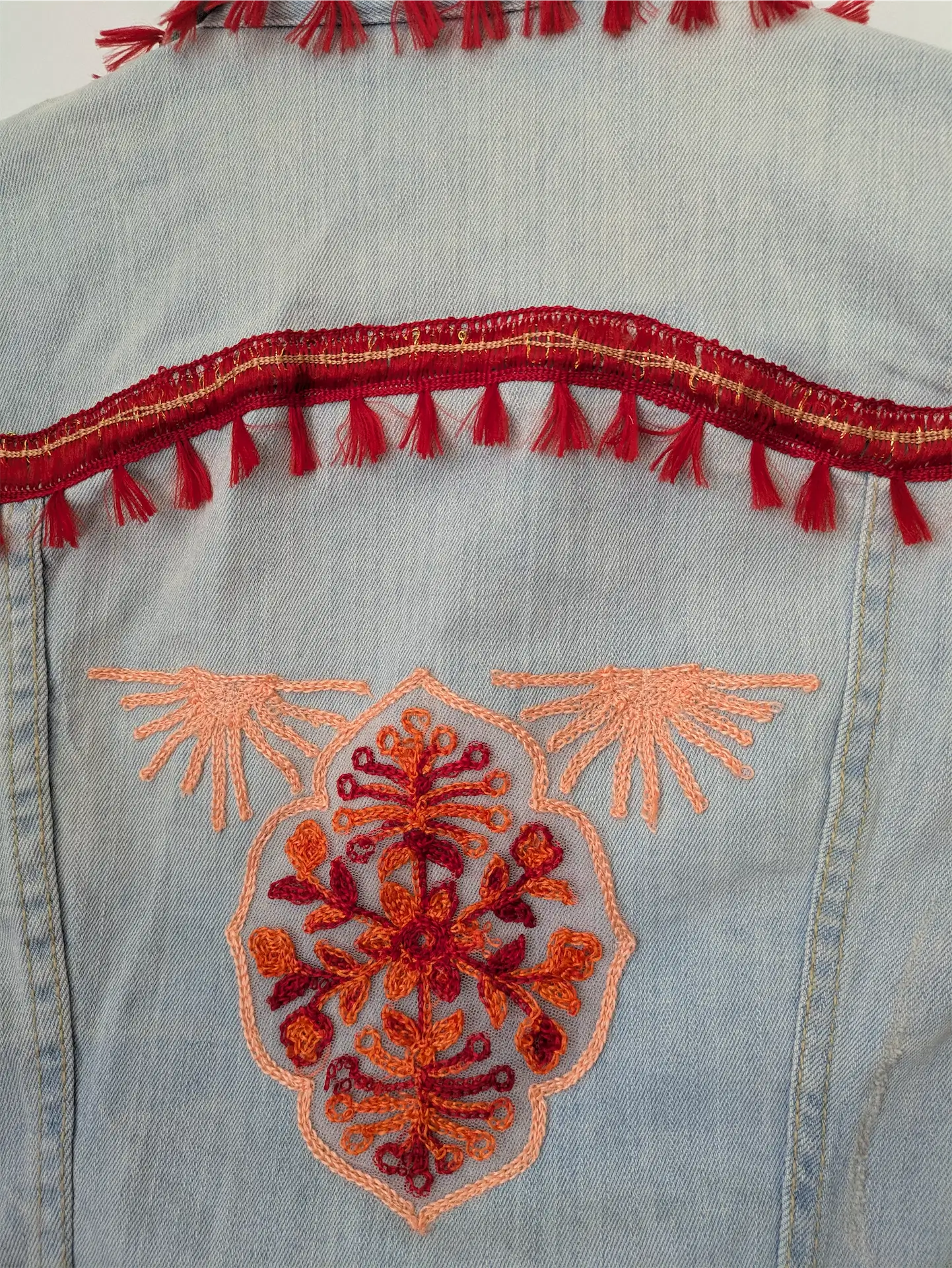 Reworked Vintage Denim Jean Jacket: Rave Outfit, Hippie Style, One of a Kind (Size S)
