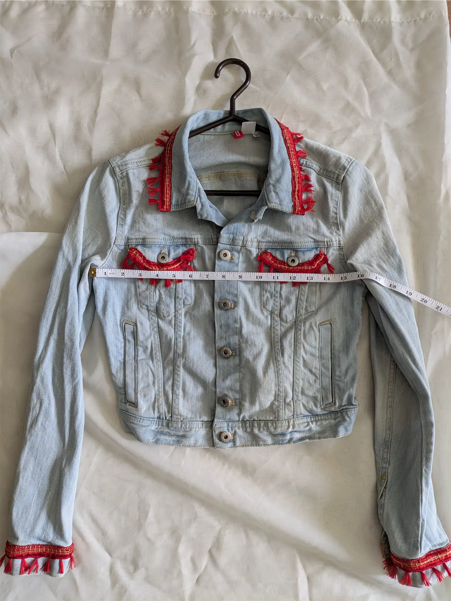 Reworked Vintage Denim Jean Jacket: Rave Outfit, Hippie Style, One of a Kind (Size S)