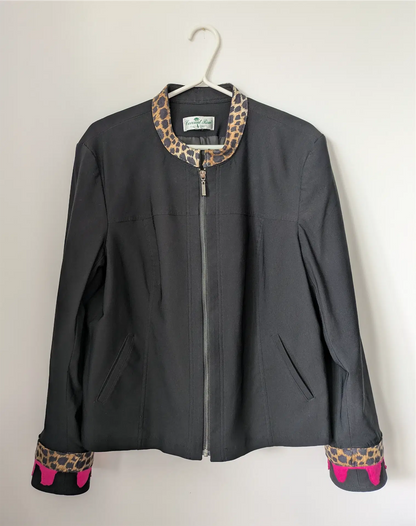 Black Upcycled Vintage Bomber Jacket: Reclaimed Fabric, Rave Outfit (Size M)