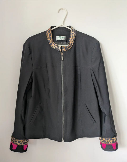 Black Upcycled Vintage Bomber Jacket: Reclaimed Fabric, Rave Outfit (Size M)