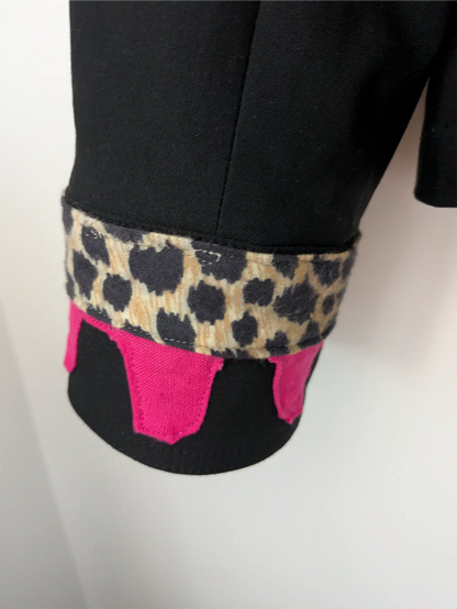 Black Upcycled Vintage Bomber Jacket: Reclaimed Fabric, Rave Outfit (Size M)