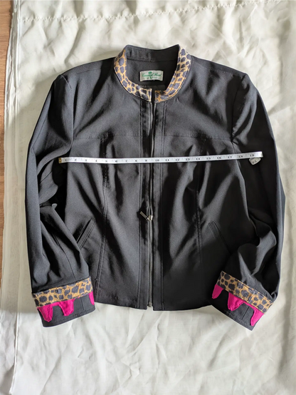 Black Upcycled Vintage Bomber Jacket: Reclaimed Fabric, Rave Outfit (Size M)