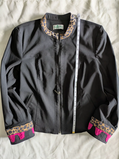 Black Upcycled Vintage Bomber Jacket: Reclaimed Fabric, Rave Outfit (Size M)