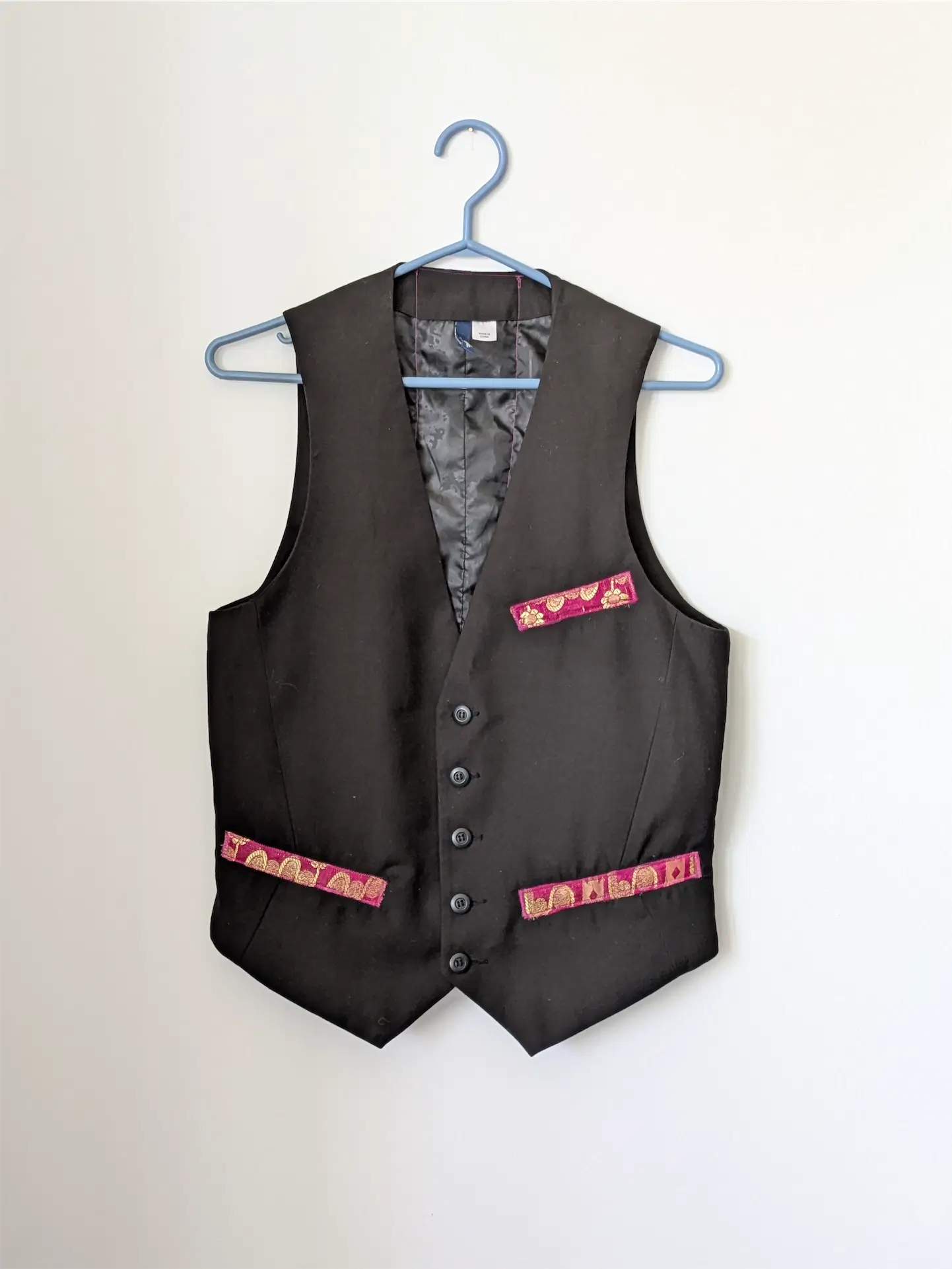 Black Embellished Vest Waistcoat - Festival Outfit, One of a Kind (Size XS/S)