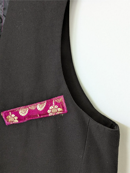 Black Embellished Vest Waistcoat - Festival Outfit, One of a Kind (Size XS/S)