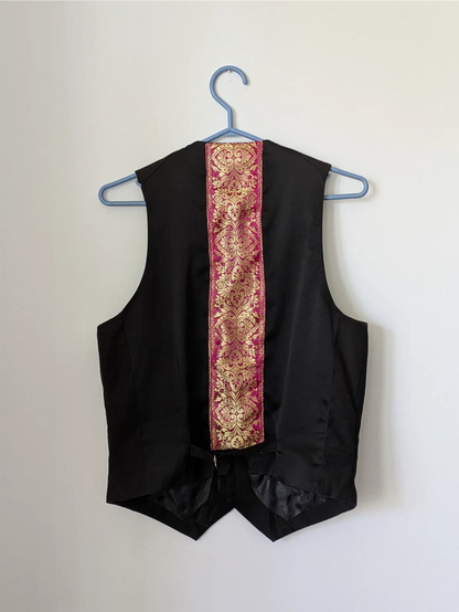 Black Embellished Vest Waistcoat - Festival Outfit, One of a Kind (Size XS/S)
