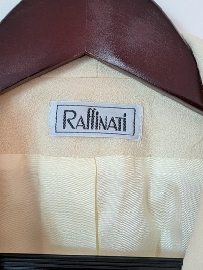 White Vintage Bridal Cropped Wool Blazer: 80s Tailored Style (Size XS)