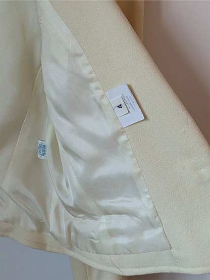 White Vintage Bridal Cropped Wool Blazer: 80s Tailored Style (Size XS)