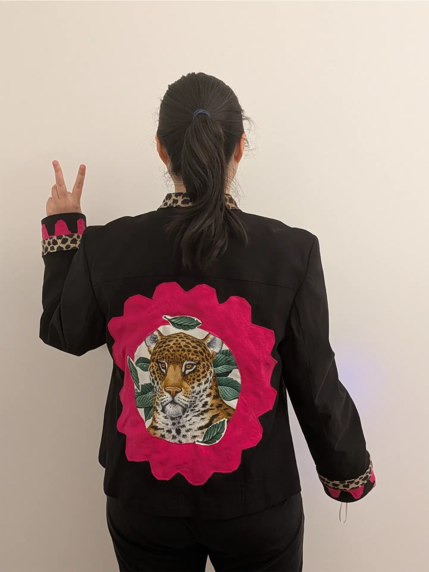 Black Upcycled Vintage Bomber Jacket: Reclaimed Fabric, Rave Outfit (Size M)