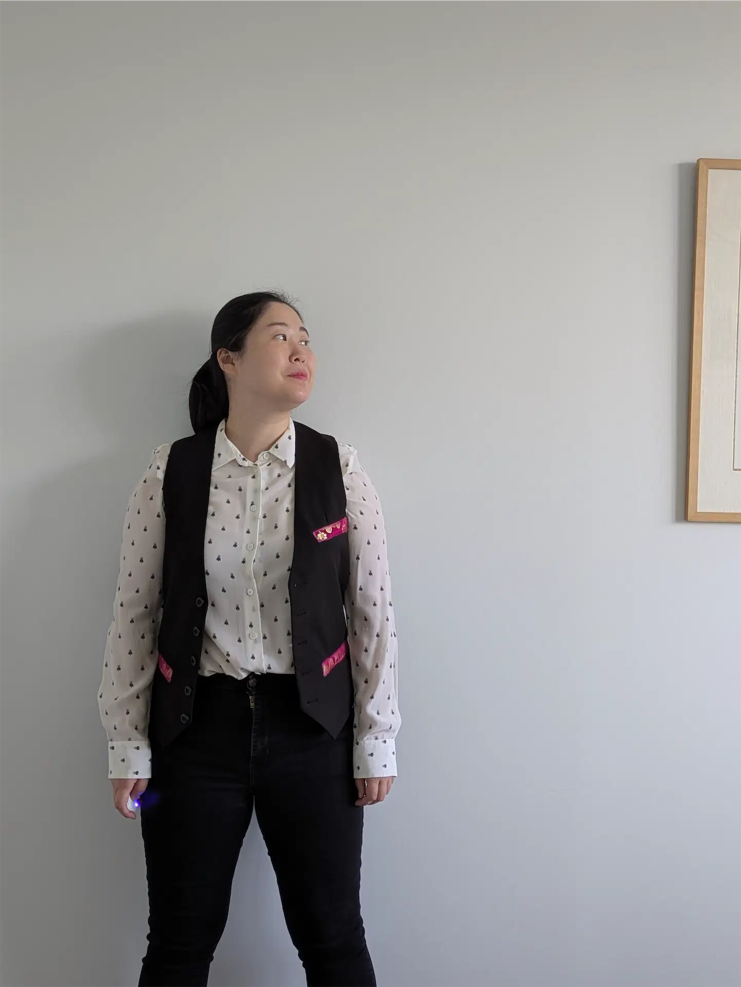 Black Embellished Vest Waistcoat - Festival Outfit, One of a Kind (Size XS/S)