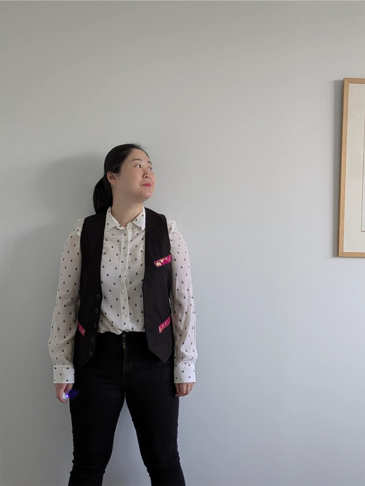 Black Embellished Vest Waistcoat - Festival Outfit, One of a Kind (Size XS/S)