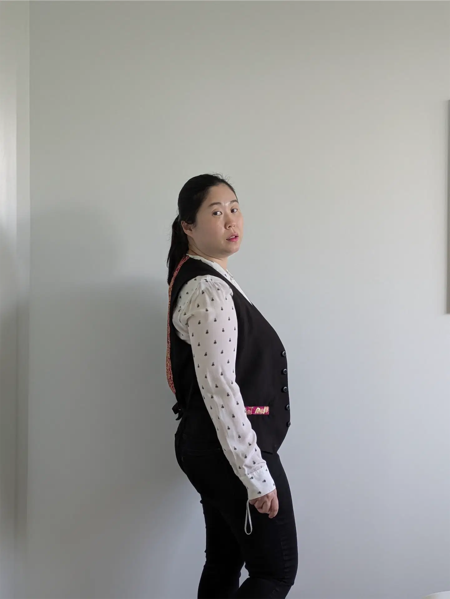 Black Embellished Vest Waistcoat - Festival Outfit, One of a Kind (Size XS/S)