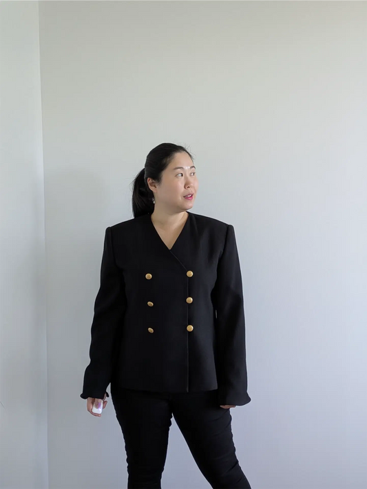 Black 80s Vintage Blazer - Dark Academia, Preppy, or Old Money Look (Size M/L)