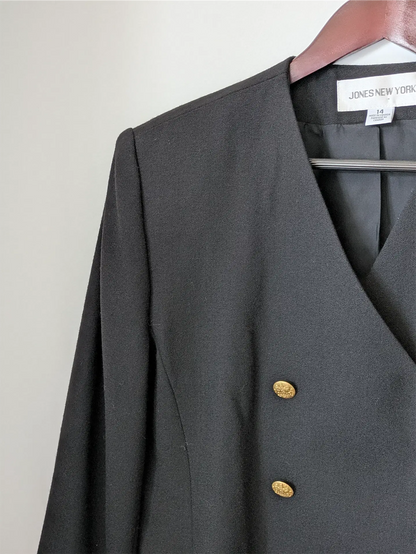 Black 80s Vintage Blazer - Dark Academia, Preppy, or Old Money Look (Size M/L)