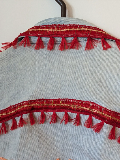 Reworked Vintage Denim Jean Jacket: Rave Outfit, Hippie Style, One of a Kind (Size S)