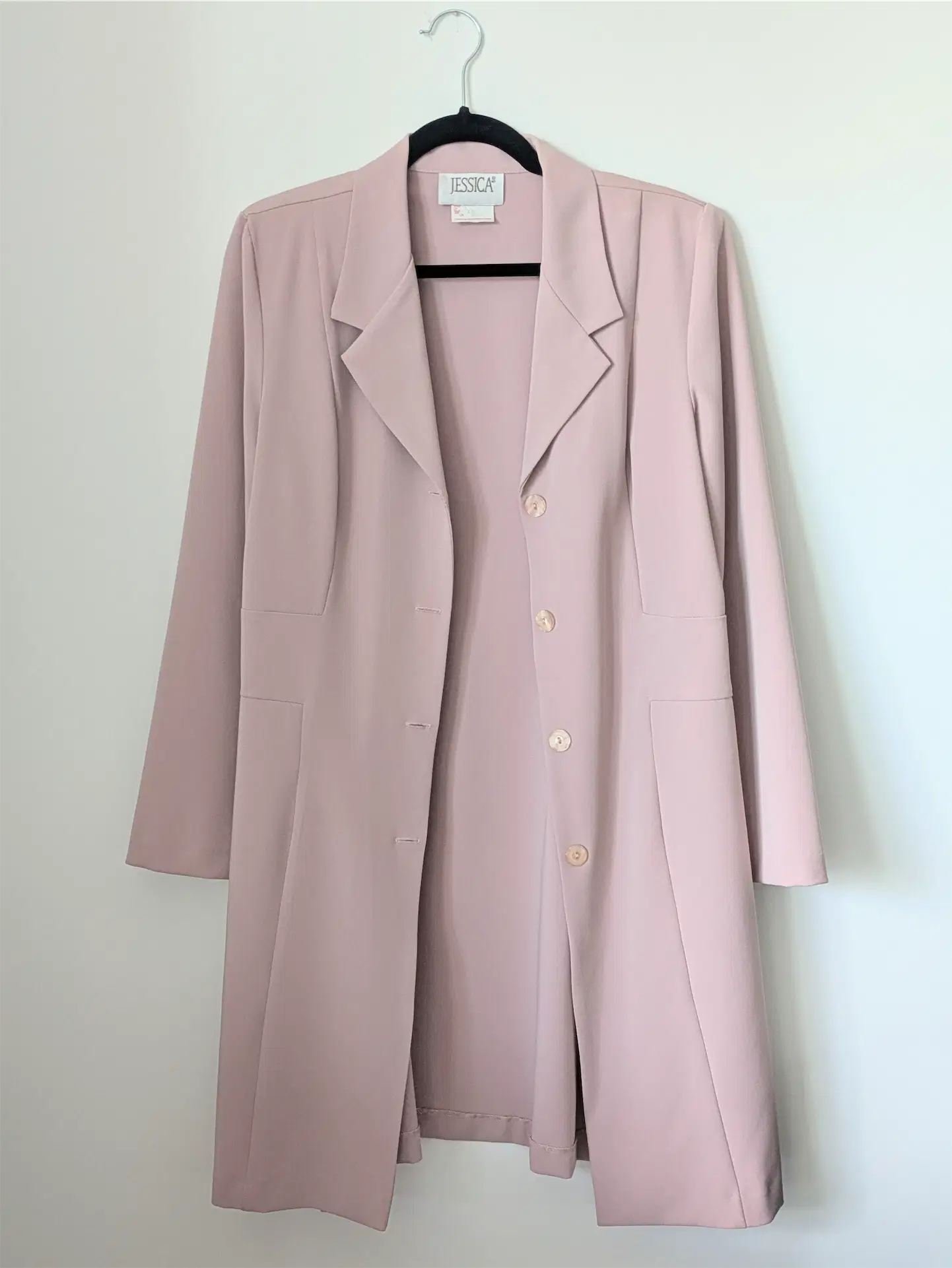 Pink 90s Vintage Spring Jacket - Preppy, Trench Coat Silhouette (Size S/M)
