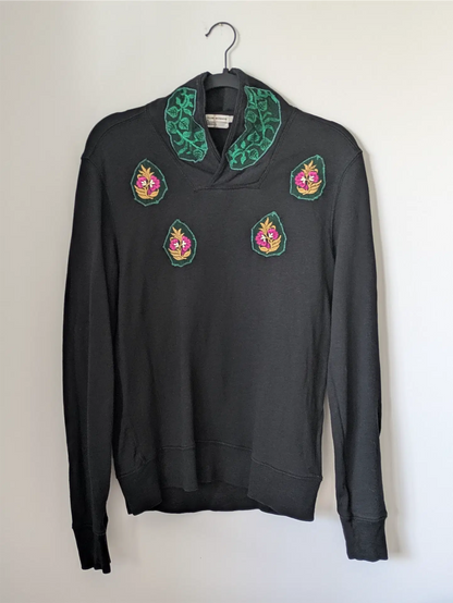 Black Upcycled Unisex Sweatshirt: Street Wear, Plant Lover Gift, One of a Kind (Size S)