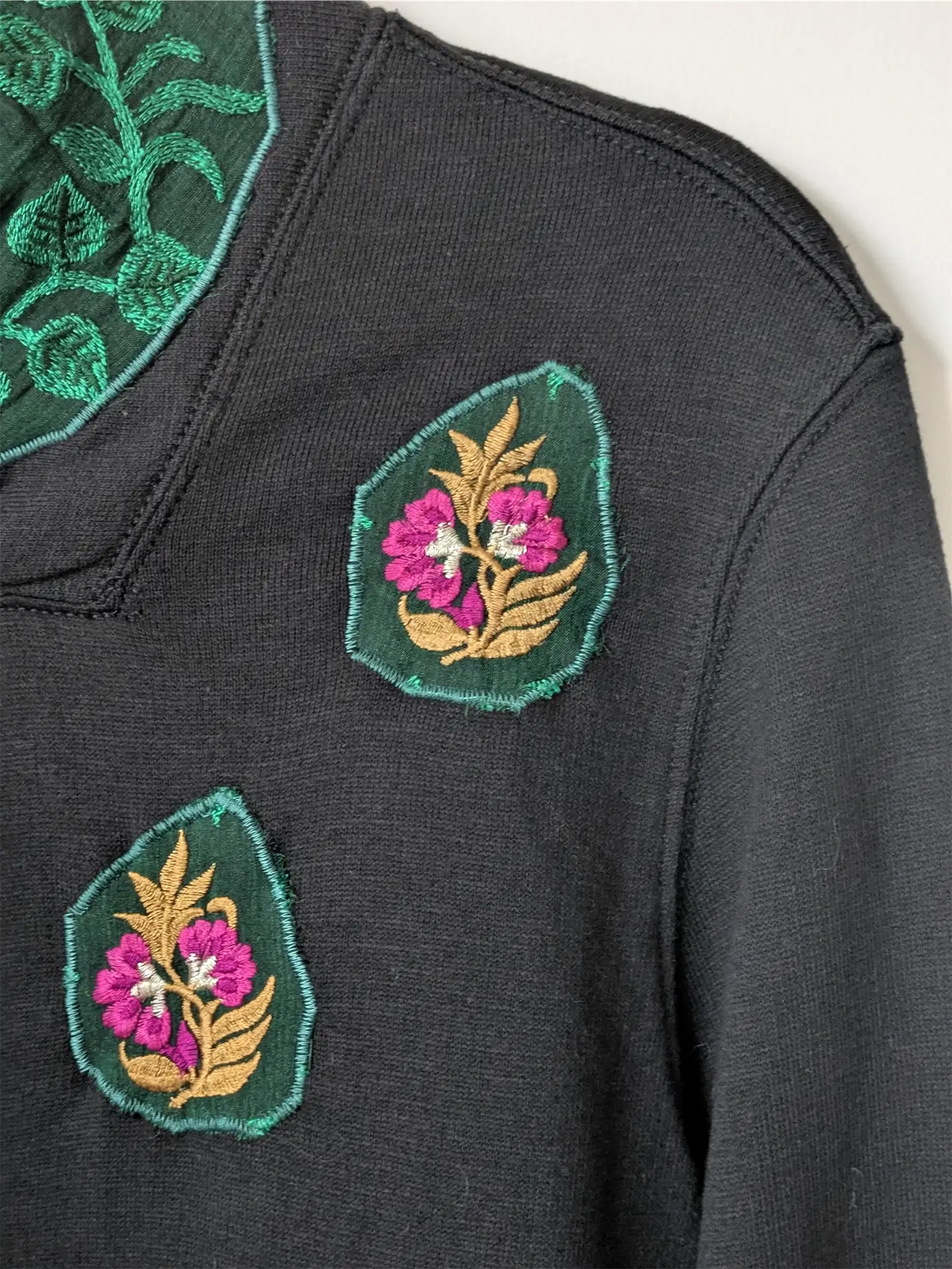 Black Upcycled Unisex Sweatshirt: Street Wear, Plant Lover Gift, One of a Kind (Size S)