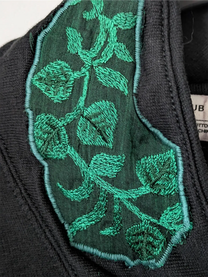 Black Upcycled Unisex Sweatshirt: Street Wear, Plant Lover Gift, One of a Kind (Size S)